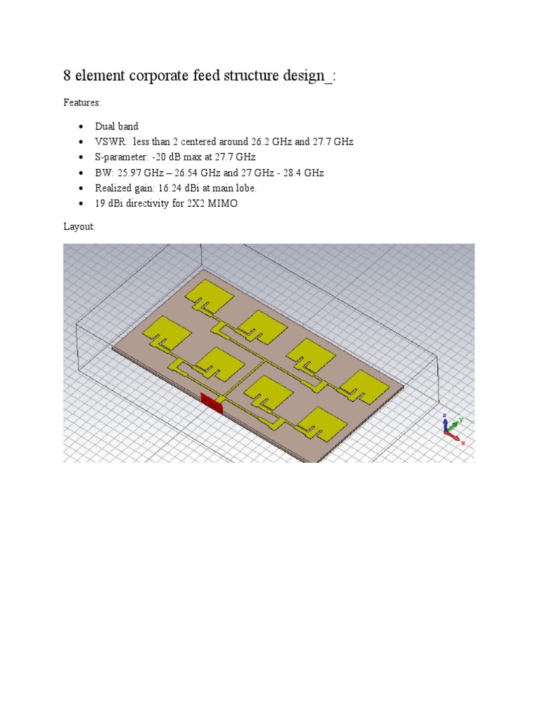 8 Element Corporate Feed Structure Design | PDF