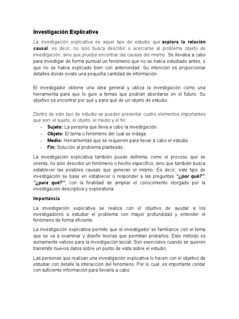 Investigación Explicativa | PDF | Teoría | Cognición