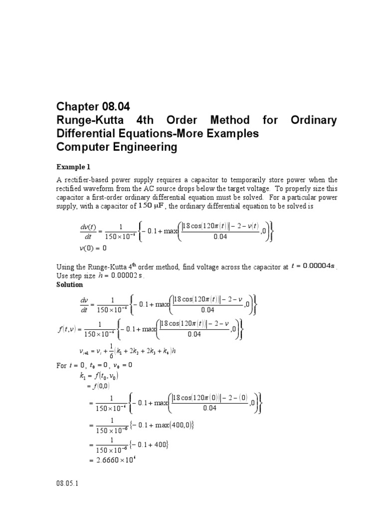 RungeKutta 4th Order Method For Ordinary Differential EquationsMore