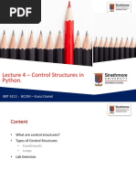 Lecture 4 - Control Structures in Python PDF