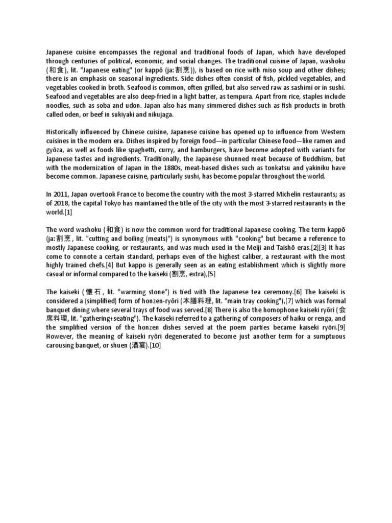 Japanese Cuisine History of Japan Report | Download Free PDF | Japanese ...