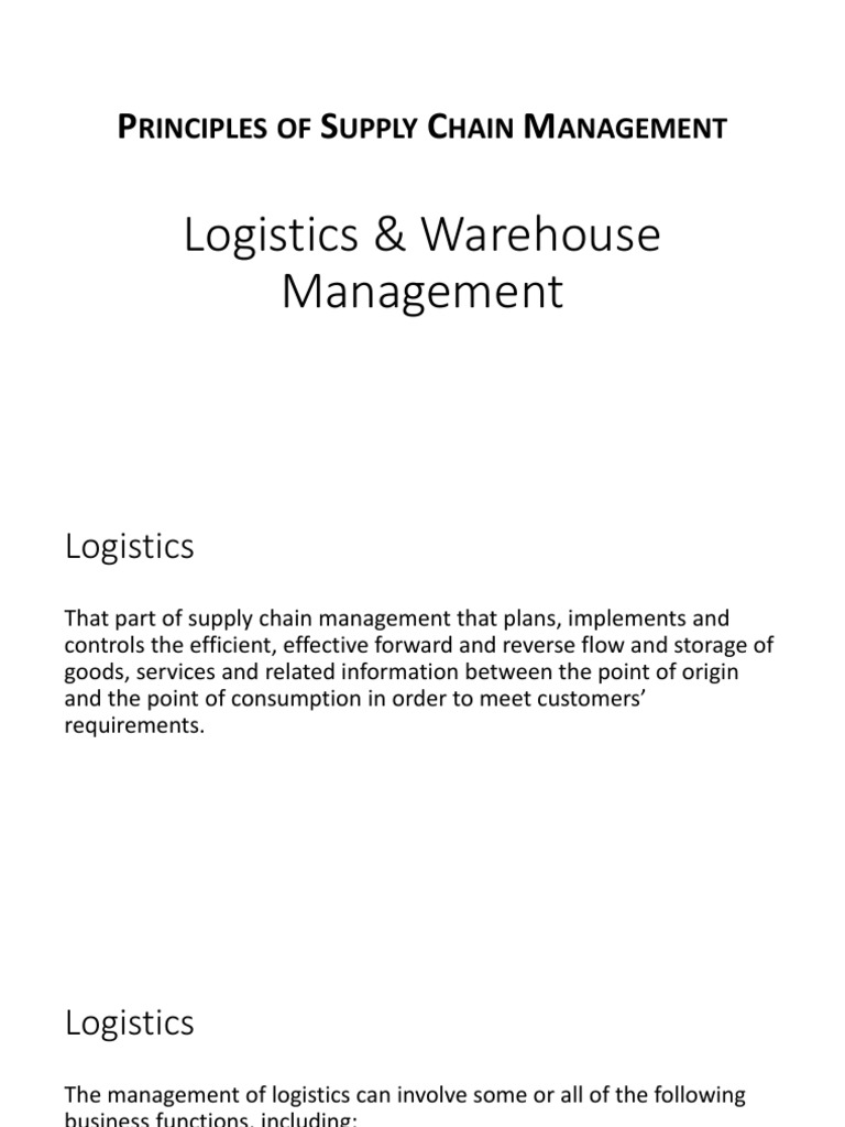 Logistics and Warehouse Management Guide | PDF | Logistics | Warehouse