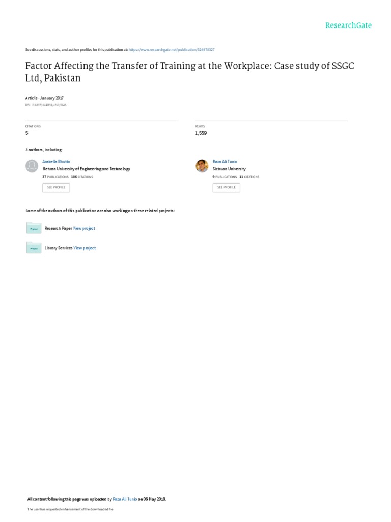 SSGC Training Transfer Factors | PDF | Applied Psychology ...