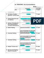 Module "PAINTING": List of Presentations: Group