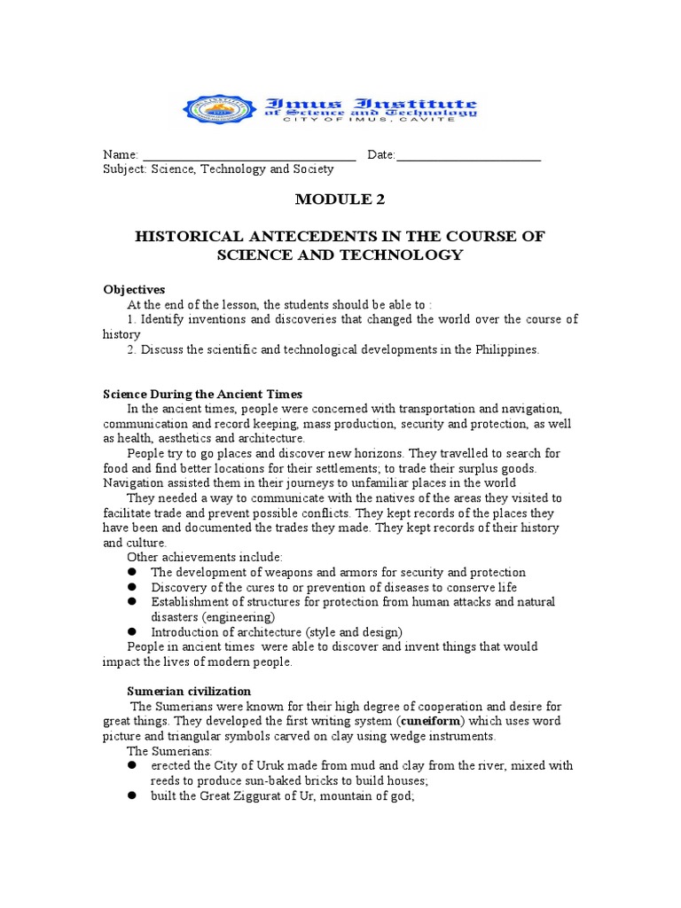 Historical Advances in Science & Technology | PDF | Cuneiform | Ancient ...