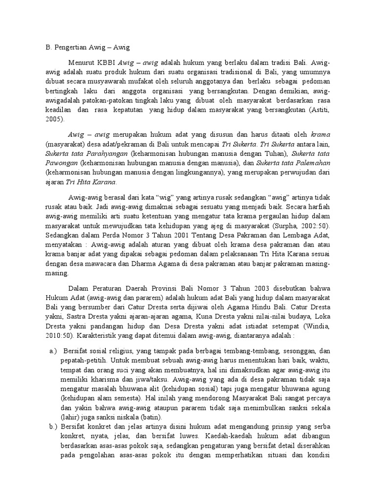 Pengertian dan Fungsi Awig-Awig Bali | PDF