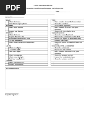 Vehicle Inspection Checklist