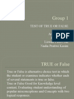 Assessment Group 1 (True or False)