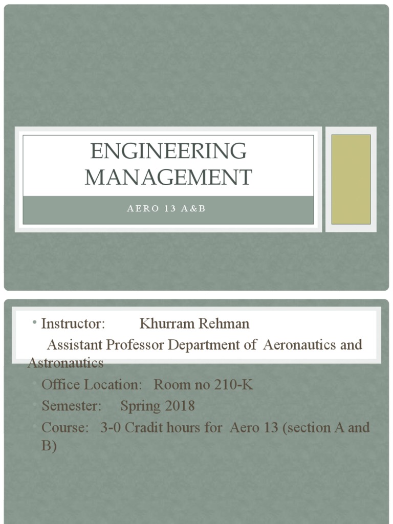 Engineering Management Course Overview | PDF | Project Management ...