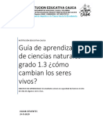 Guía de Aprendizaje de Ciencias Naturales, Como Cambian Los Seres Vivos