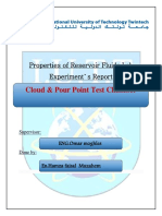 Cloud & Pour Point Test Chamber: Properties of Reservoir Fluids Lab Experiment's Report