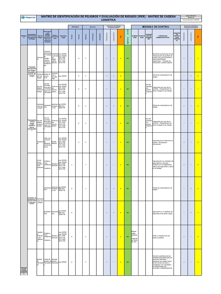 Matriz IPER para Evaluación de Riesgos | PDF | Medicina CLINICA ...