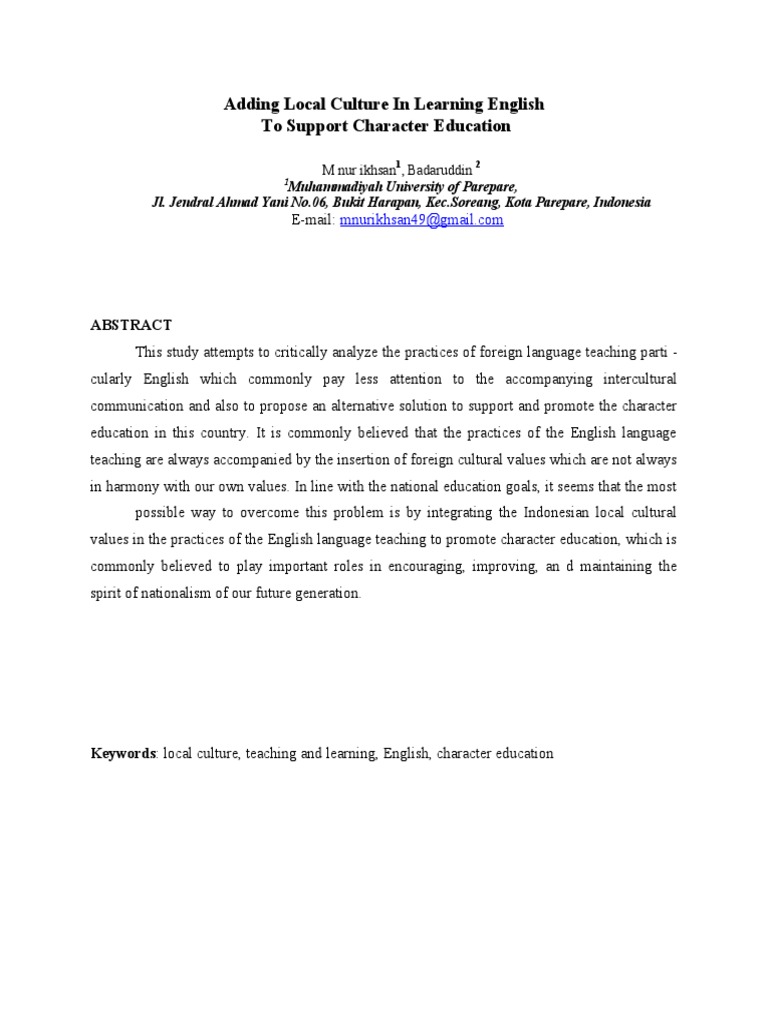 Integrating Local Culture in English Education | PDF | Language ...