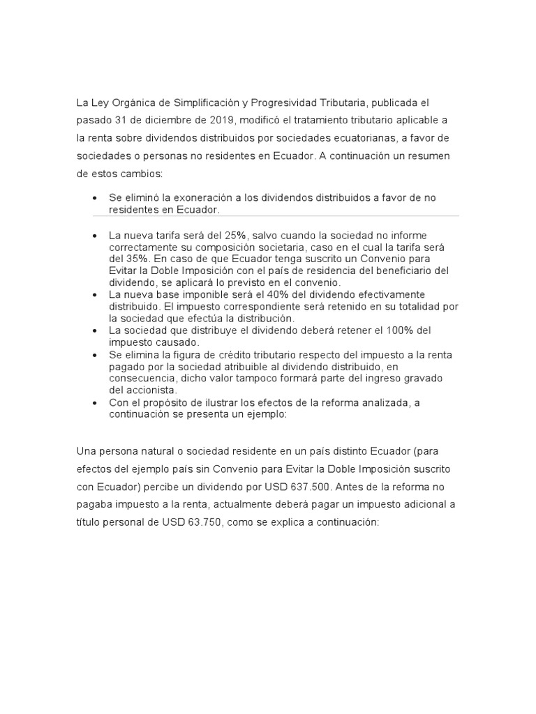 La Ley Orgánica de Simplificación y Progresividad Tributaria 2020 | PDF ...