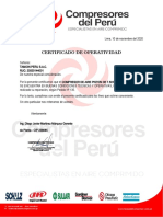 Certificado de Operatividad-Compresor de Aire Piston de 7.5hp Sin #Serie