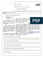 Avaliação 8o ano TODOS Educ Fisica  2019-1 Prof Murilo