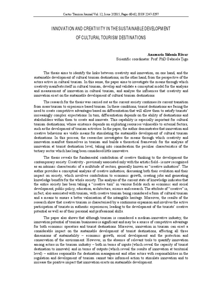 Innovation and Creativity in The Sustainable Development of Cultural ...