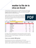 Cómo Resaltar La Fila de La Celda Activa en Excel.1