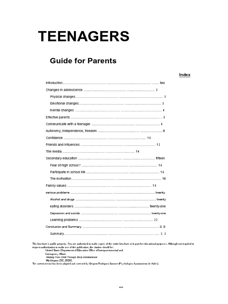 Parenting Guide for Teenagers' Changes | PDF | Friendship | Adolescence