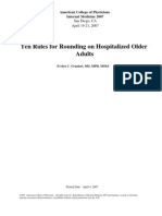 Ten Rules For Rounding On Hospitalized Older Adults: American College of Physicians Internal Medicine 2007