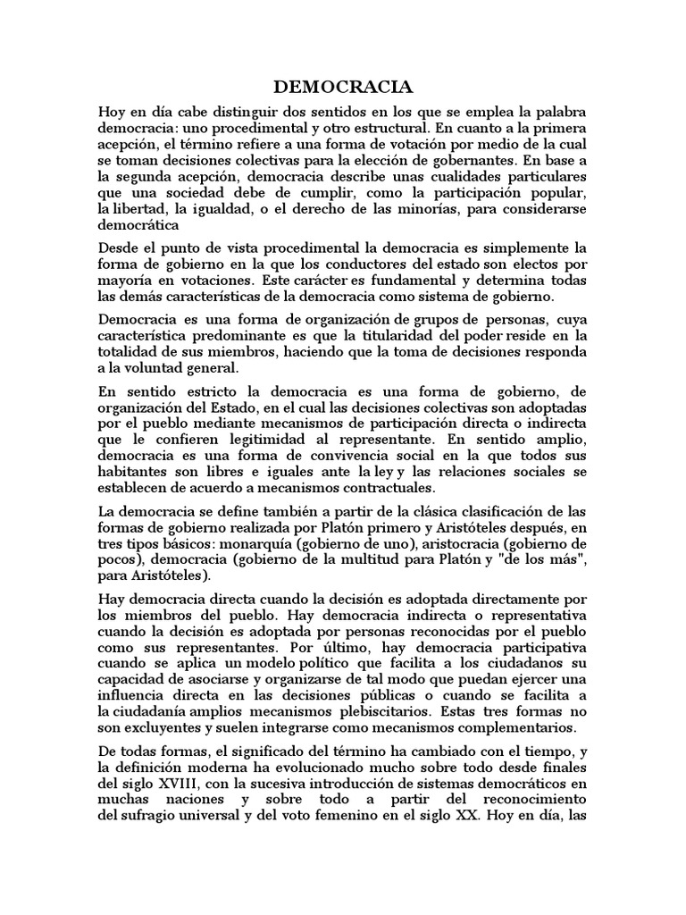 Democracia en el Perú: Tipos y Principios | PDF | Democracia ...