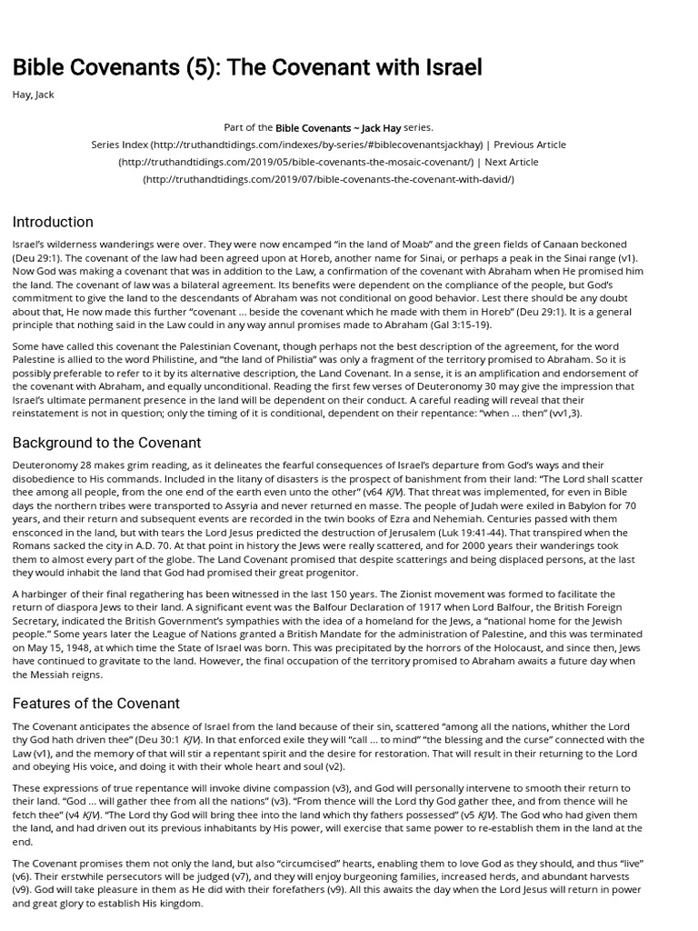Bible Covenants (5) - The Covenant With Israel - Truth & Tidings PDF ...