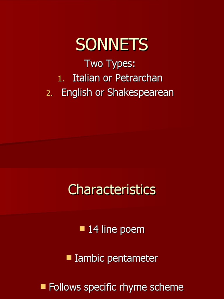 Sonnets Powerpoint | PDF | Stanzaic Form | Poetry