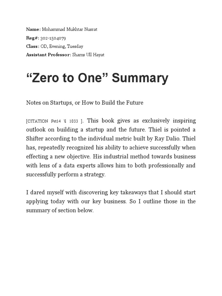 Zero to One: Startup Insights Summary | PDF | Finance & Money Management