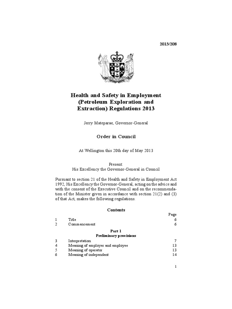 13Health and Safety in Employment Petroleum Exploration and Extraction