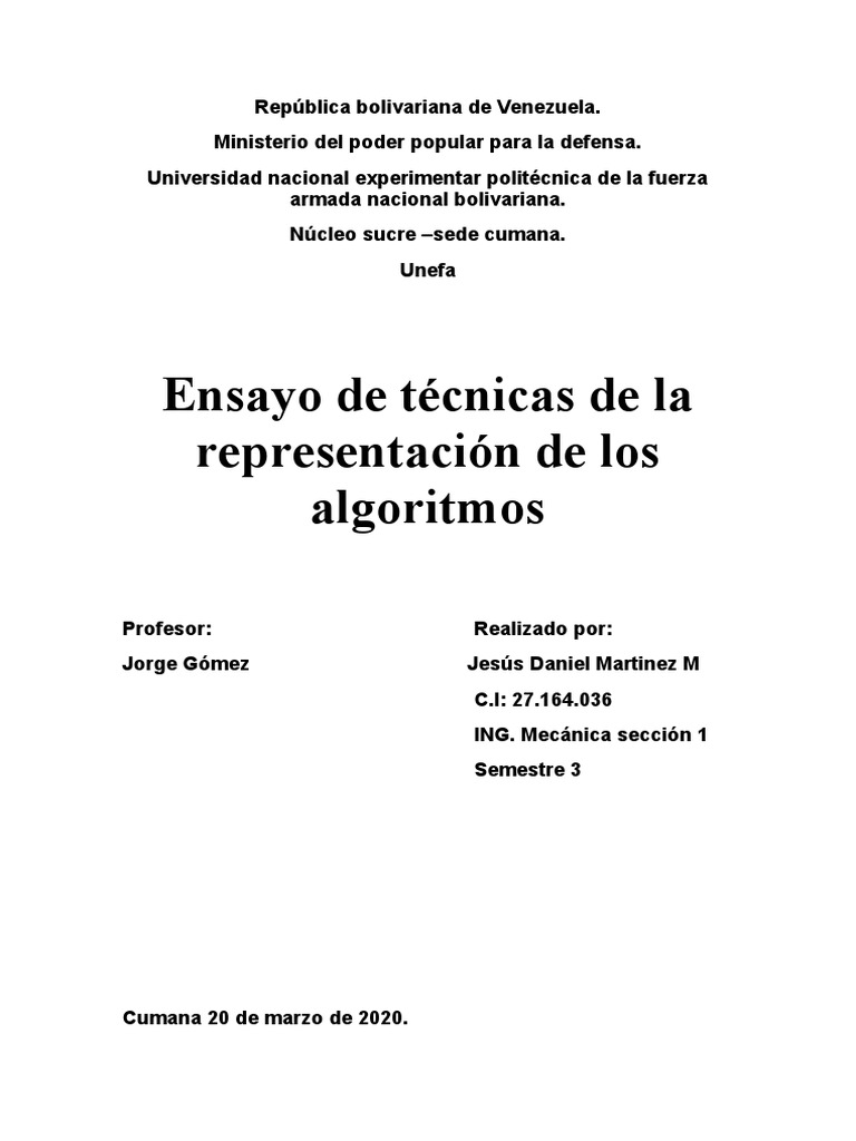 Unidad 2 Ensayo de Programacion Tenicas de Algoritmo | PDF | Algoritmos ...