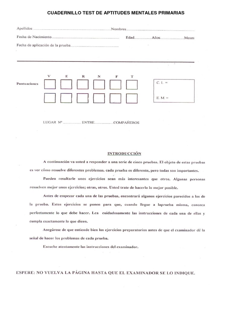 Cuadernillo Test de Aptitudes Mentales P PDF | PDF