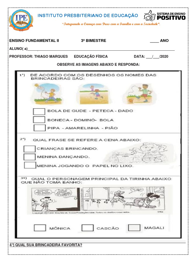 Atividade 2º Ano | PDF
