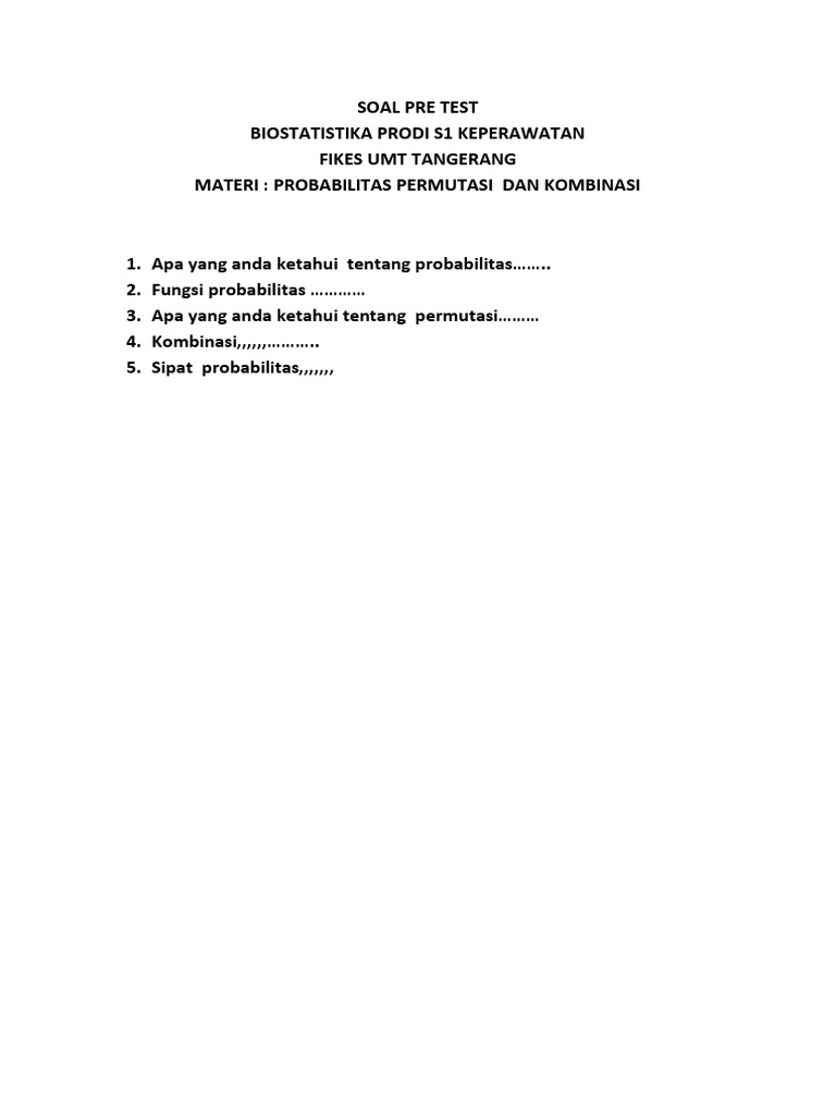 Soal Pre Test Post Test | PDF