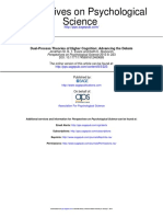 Science Perspectives On Psychological: Dual-Process Theories of Higher Cognition: Advancing The Debate