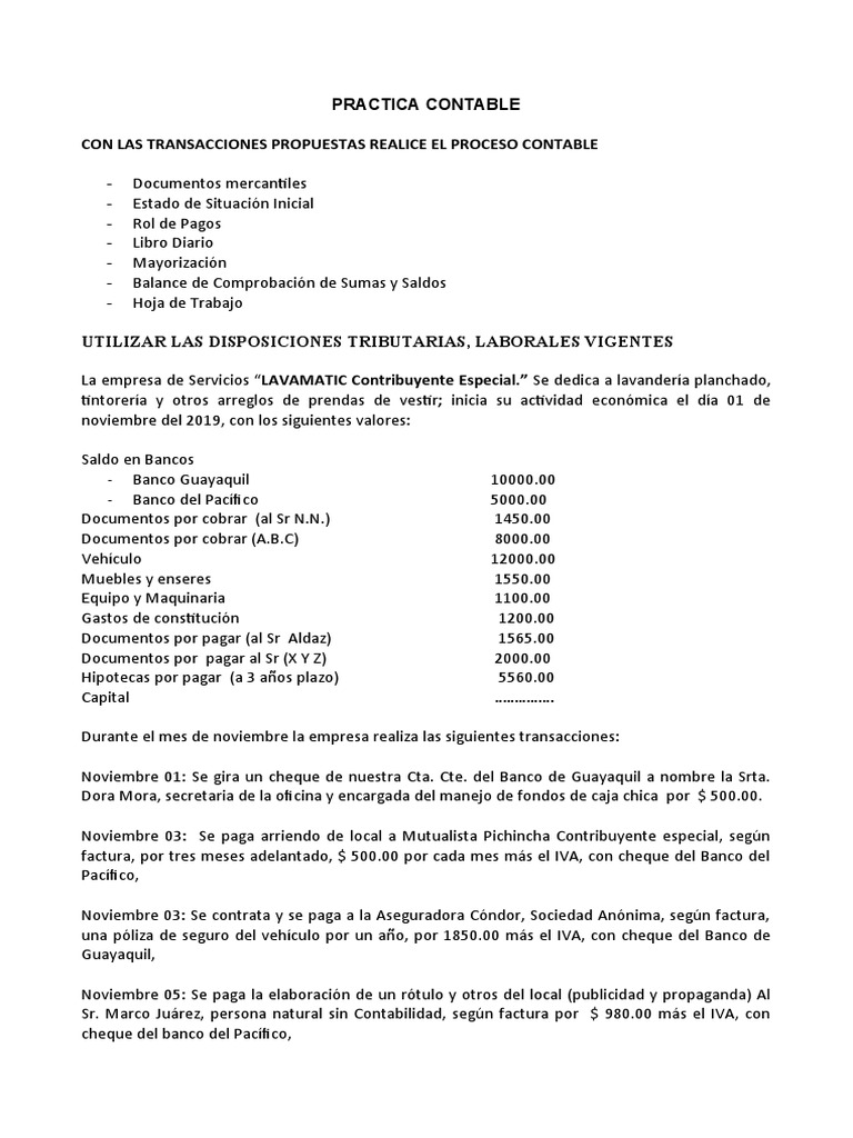 Proceso Contable Noviembre 2019 | PDF