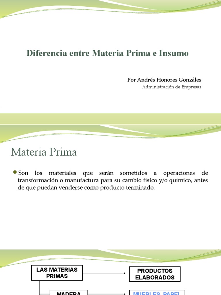 Diferencias Entre Materia Prima e Insumo PDF