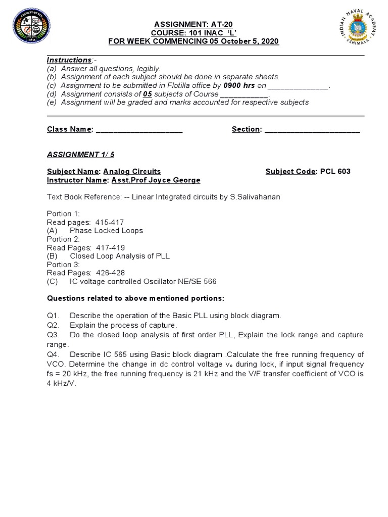 Analog Circuits Assignment AT-20 | PDF