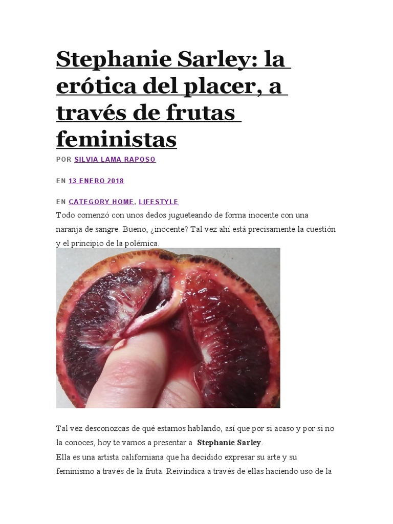 Stephanie Sarley, La Erótica Del Placer Con Frutas PDF Erotismo Sexo