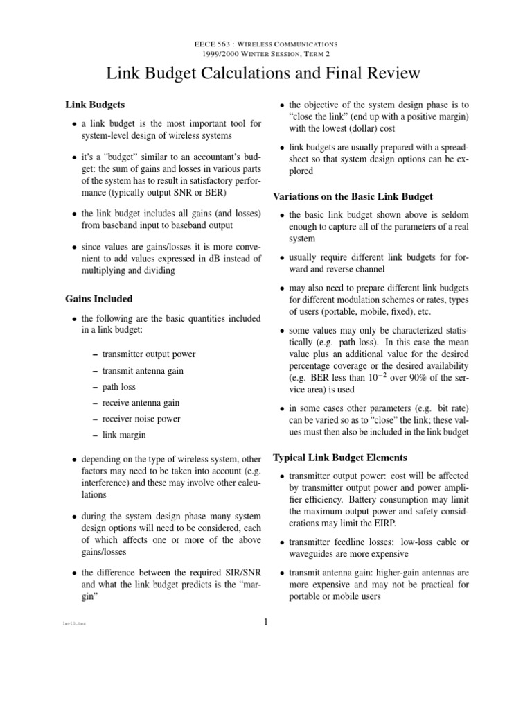 Link Budget Fundamentals in Wireless Systems | PDF | Antenna (Radio ...