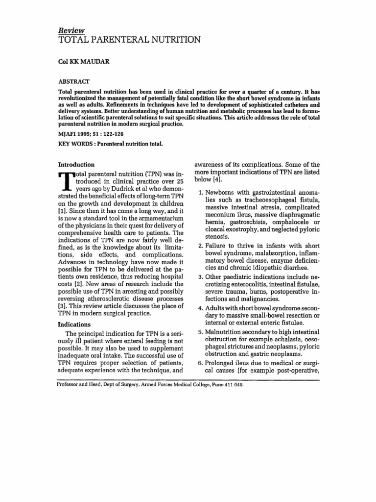 Total Parenteral Nutrition Overview | PDF | Diseases And Disorders ...