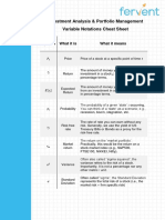 Investment Analysis & Portfolio Management Variable Notations Cheat Sheet