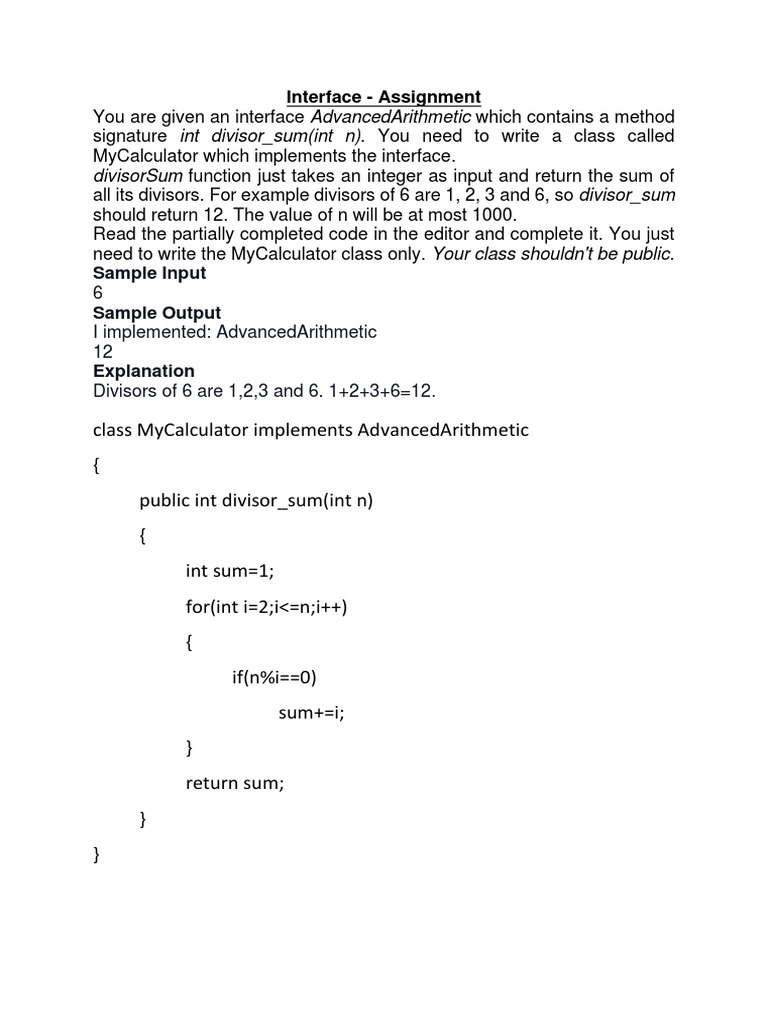 Implementing Divisor Sum in Java | PDF | Teaching Methods & Materials ...