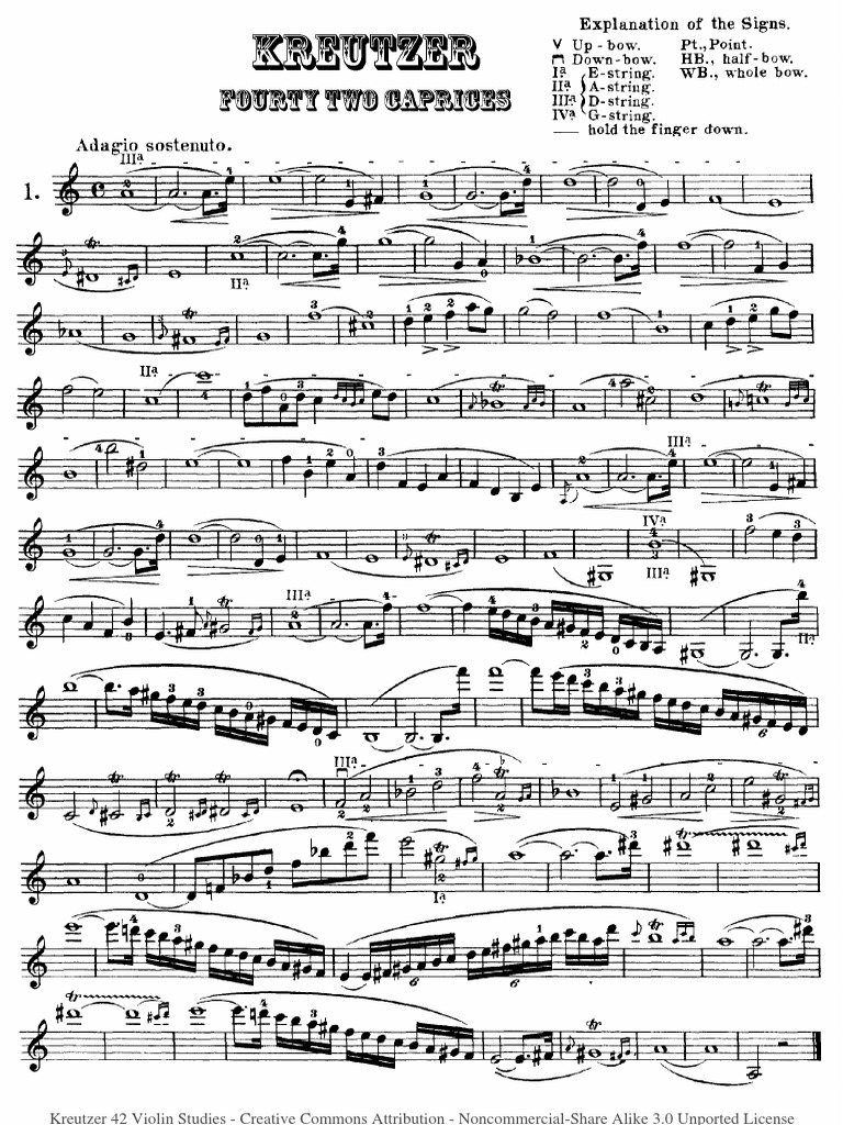 Kreutzer 42 Violin Studies or Caprices (Public Domain Sheet Music) PDF
