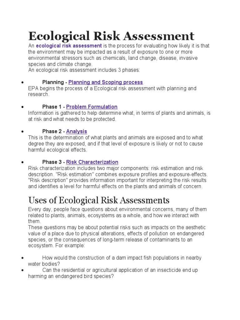 Ecological Risk Assessment Overview | PDF | Risk Assessment | Risk