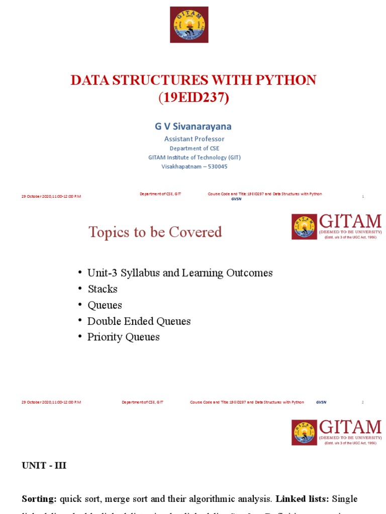 Data Structures in Python: Stacks & Queues | PDF | Queue (Abstract Data ...