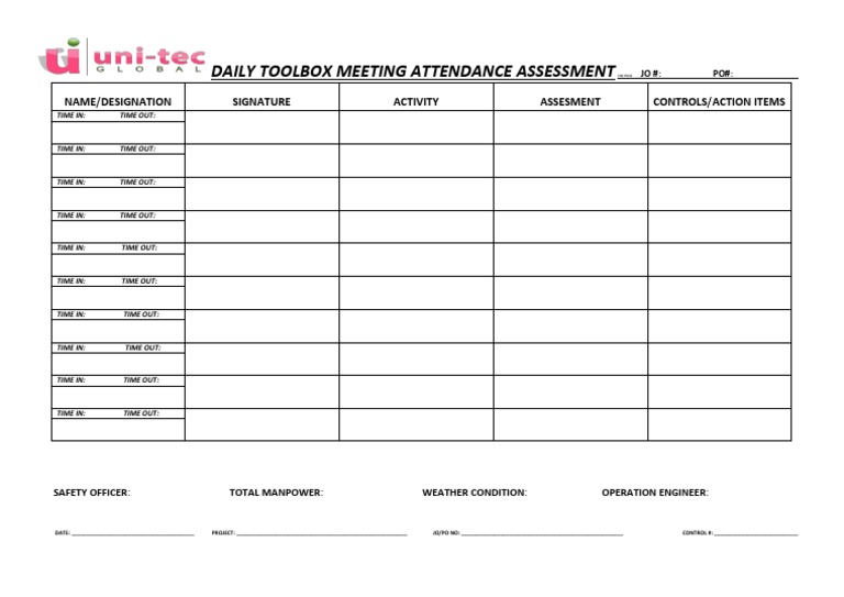 New Toolbox Meeting Form Updated PDF