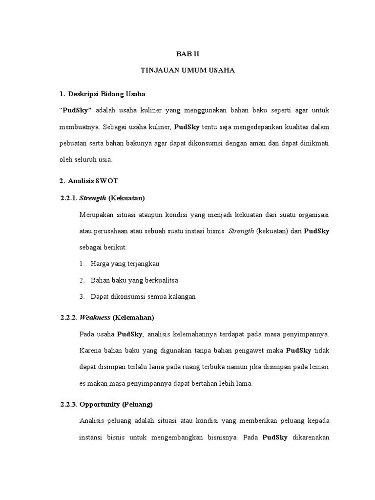 Proposal Bisnis Kuliner PudSky | PDF | Karier & Perkembangan | Bisnis