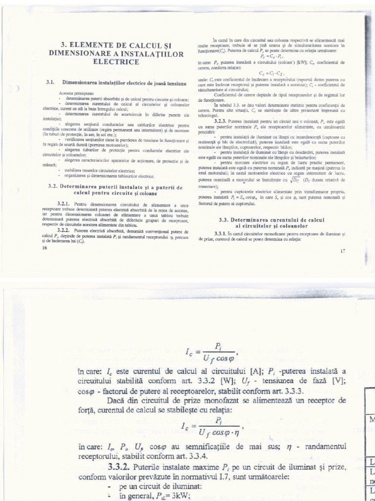 Dimensionare Si Calc Inst Elec