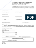 Certificate of Clearance: Pro Pack Manufacturing & Marketing Corporation