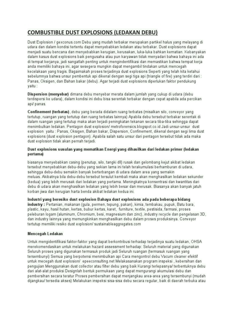 Combustible Dust Explosions PDF